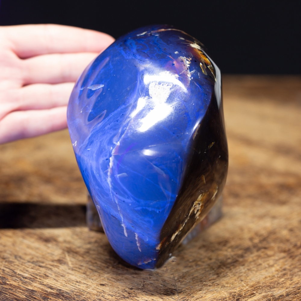 Sumatra - 'Blauer' Bernstein - Rohsteine WOOD AMBER - Unikate N  300 380 G Stuecke Extra