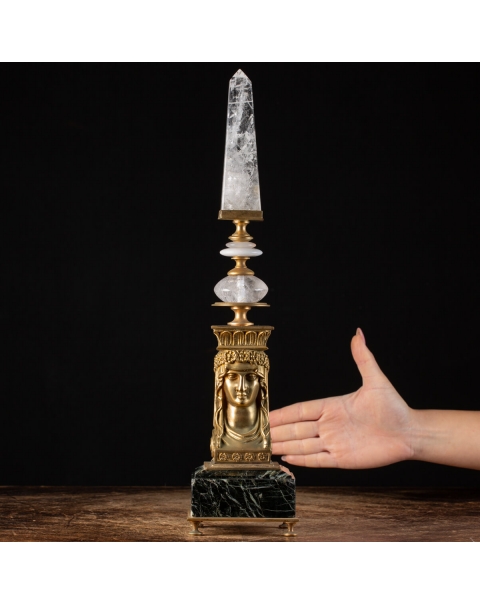 Clori sculpture with quartz obelisk