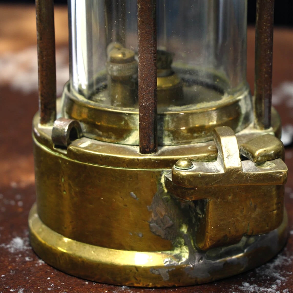 Antique miners safety lamp