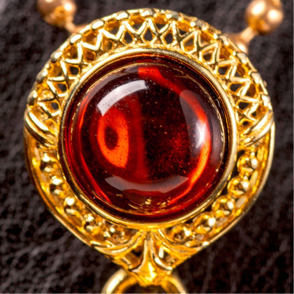 Ciondolo In Ambra Baltica Naturale, Collana In Ambra Color Cognac - Foto 4