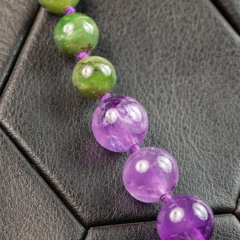 Collier Ras Du Cou En Pierres Naturelles : Jade, Améthyste, Quartz, Cristal Et Hématite - Neuf Jamais Porté