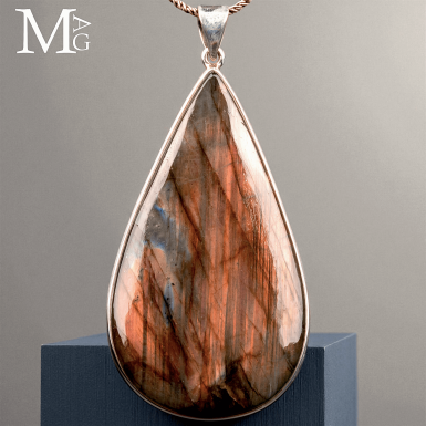 Ciondolo in Argento con Labradorite Rosa Ramata