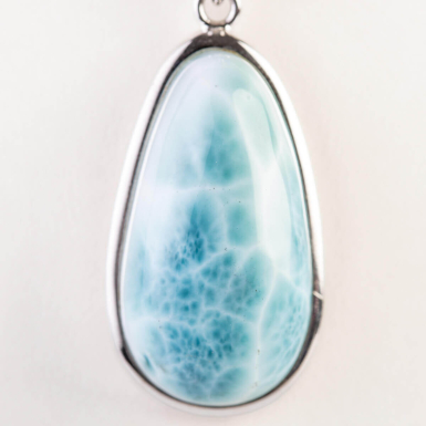 Silver Pendant with Larimar, the Stone of Caribbea...