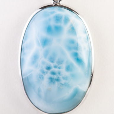 Silver Pendant with Larimar, the Earthly Paradise.