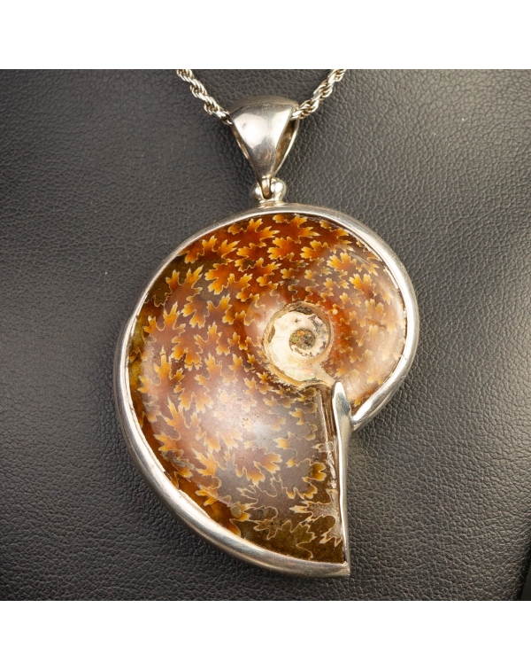 Silver Pendant with Fossil Ammonite