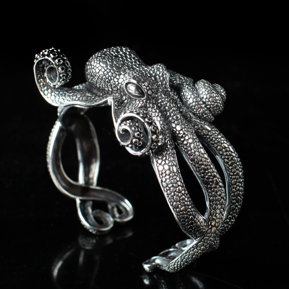 WEVENI Bracciale Polpo In Acciaio Inox Bracciale Balena Carino Oro 18k Gioielli Delfino Regali per Le Donna Ragazza Charms Animali Marini Accessori (Balena Argento
