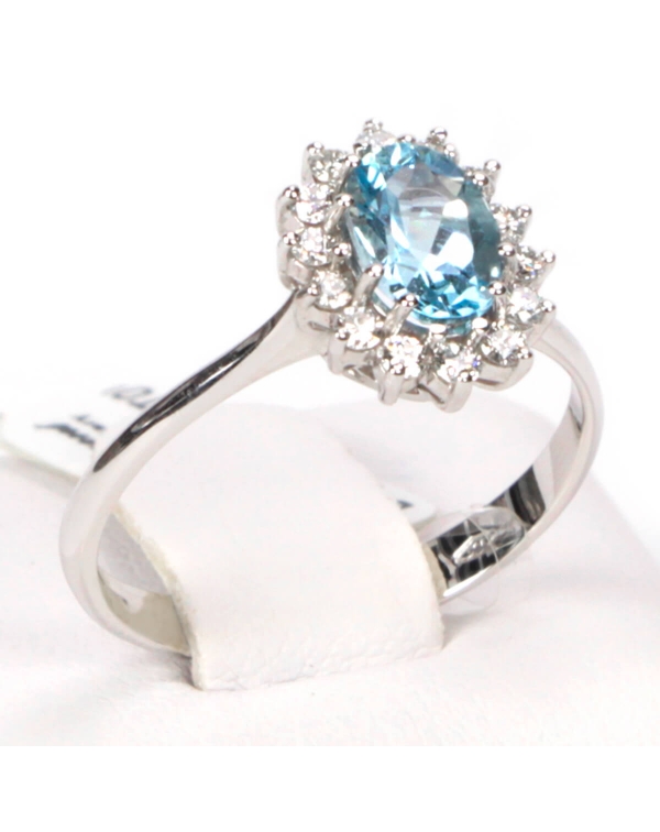 White Gold Aquamarine Ring and Diamonds