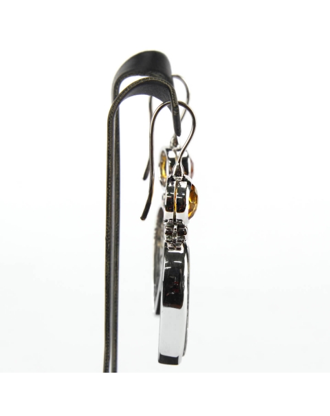 Tourmaline Quartz, Citrine Quartz and Diamond Earrings