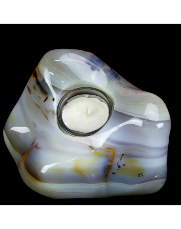 Moss Agate Candle Holder 