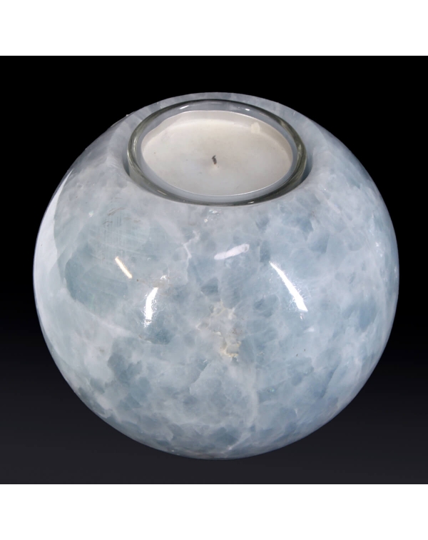Chalcedony sphere with candle