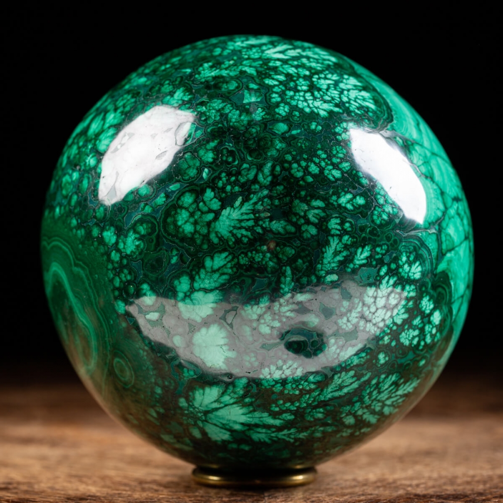 Bracelet En Argent 925 (sterling) Avec Demi-sphère En Malachite - Poids 40,01 G - Occasion