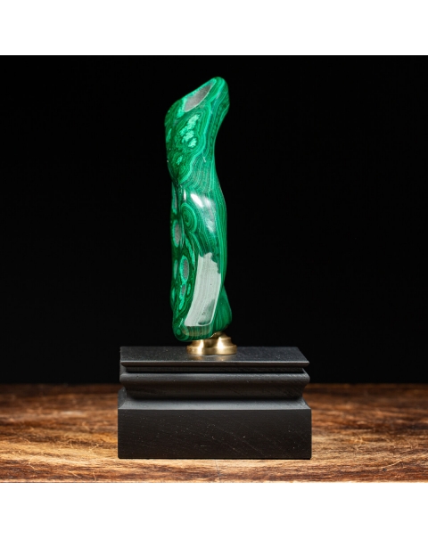 Malachite on Brass and Wood pedestal