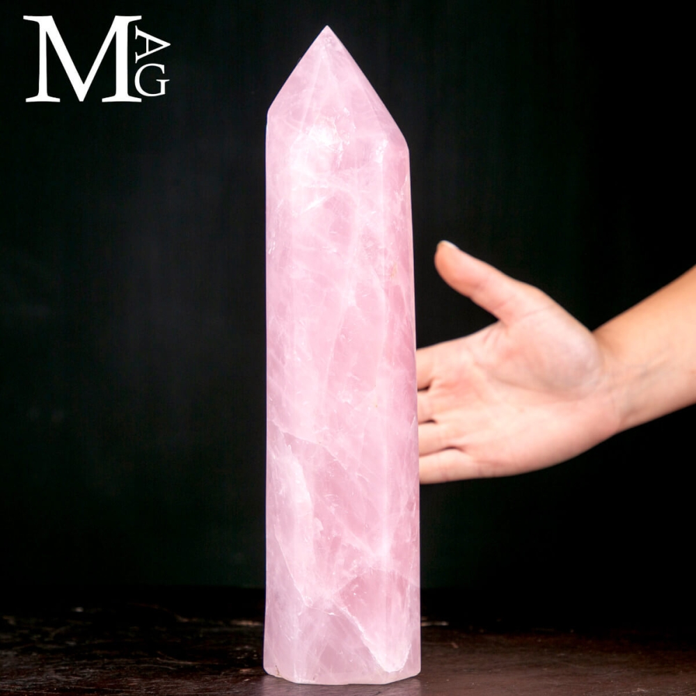Naturale Rosa Quarzo Rosa Obelisco Bacchetta Di Cristallo Torre Pietre - Foto 9