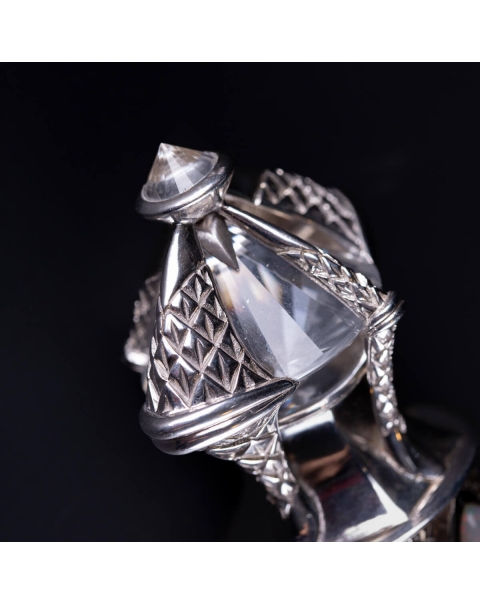 Pugnale Quarzo Lemuriano, pietre preziose drago argento