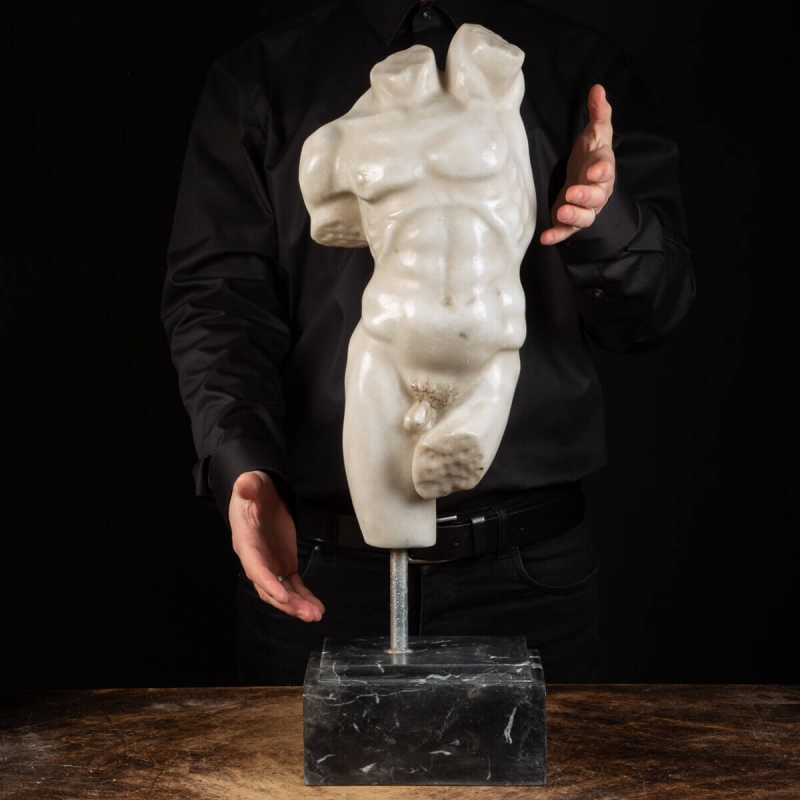 Sculpture torso man in marble