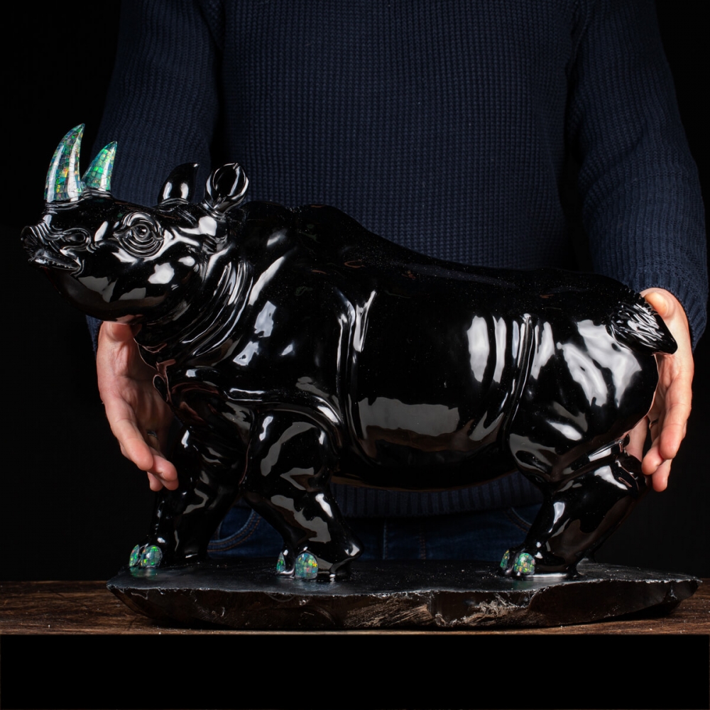 Yangyang Statua di Rinoceronte Decorazioni per la Casa Cortile con Giardino Scultura Animale Ornamento 30 X 7 X 13 CM
