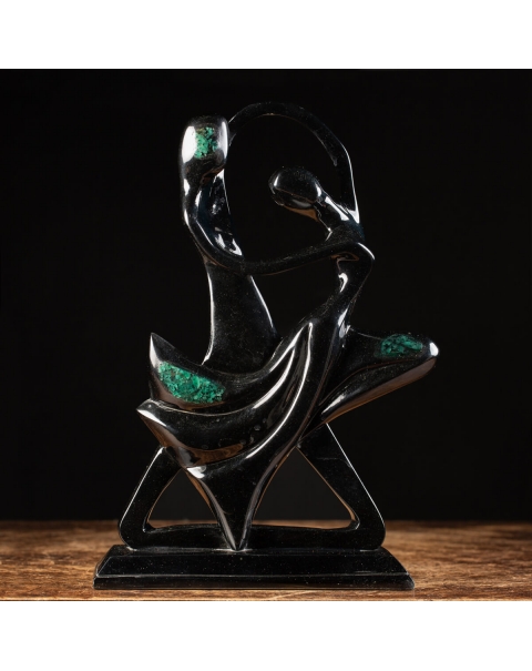 Emerald and black Schist Dancers Sculpture