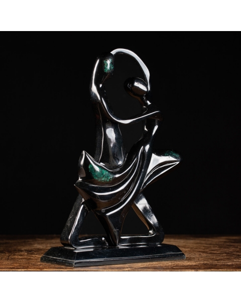 Emerald and black Schist Dancers Sculpture