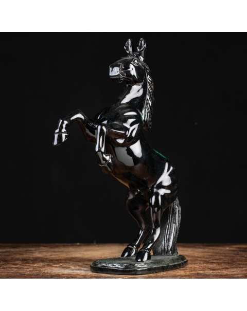 Emerald and black Schist horse sculpture