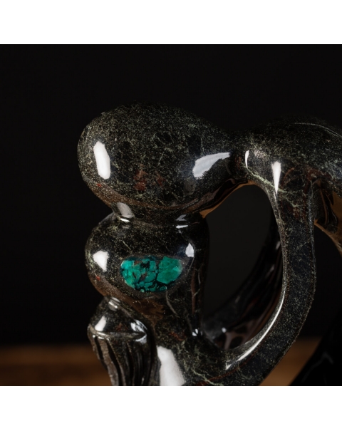 Lovers Sculpture Emerald and Black Schist