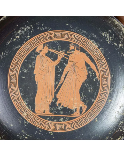 Kylix Attica a Figure Rosse – Scena di Simposio e Musica.