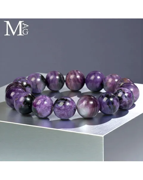 Bracciale in Charoite Siberiana AAA – 16 Sfere da 12,5 mm