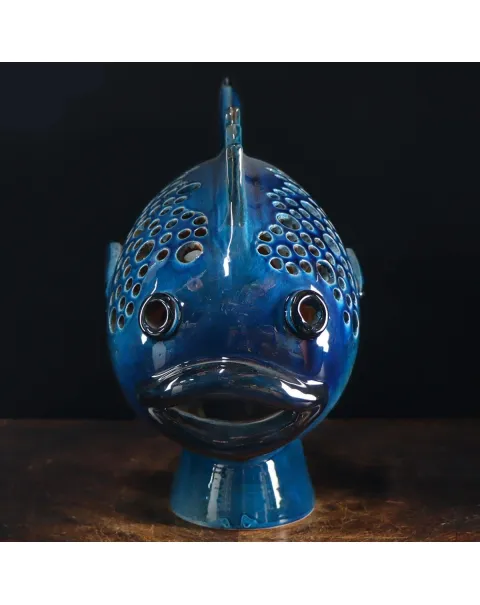 Scultura Lampada Pesce in Ceramica