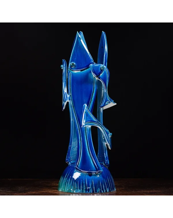 Lampada - Scultura Pesci in Ceramica