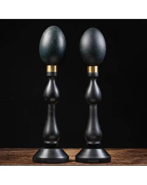 Uova di Emù su base in legno e ottone