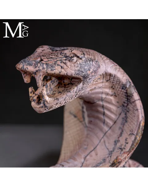 Teschio in Diaspro Dendritico con Serpente – Simbolo di Sapienza.