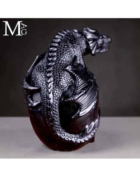 Scultura in Diaspro Nero – Teschio con Drago