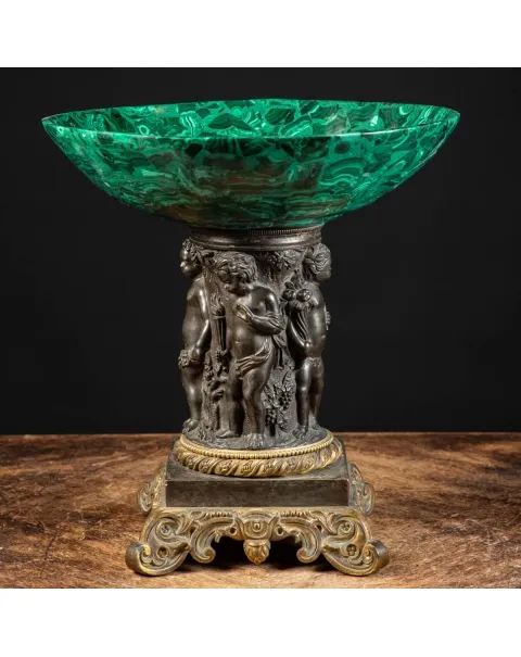 Vaso Antico in Malachite Stile Napoleone III