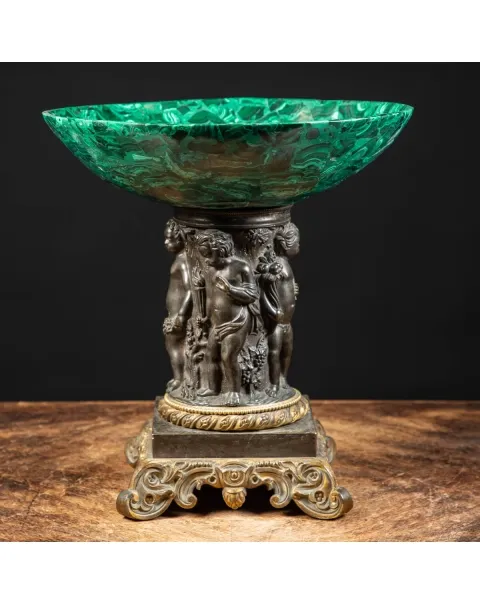 Vaso Antico in Malachite Stile Napoleone III