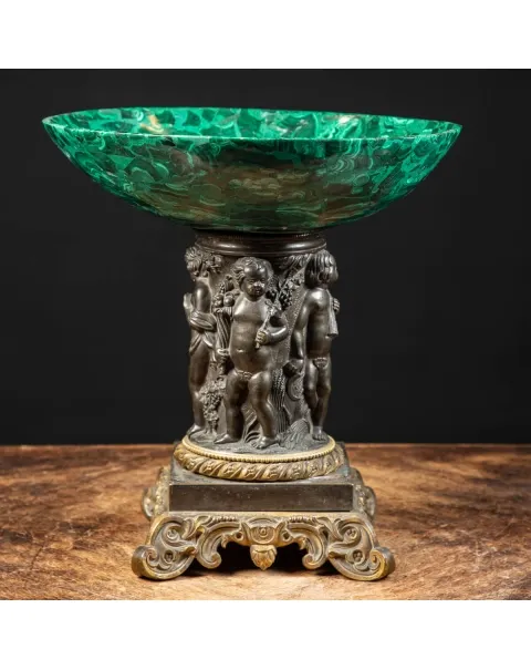 Vaso Antico in Malachite Stile Napoleone III