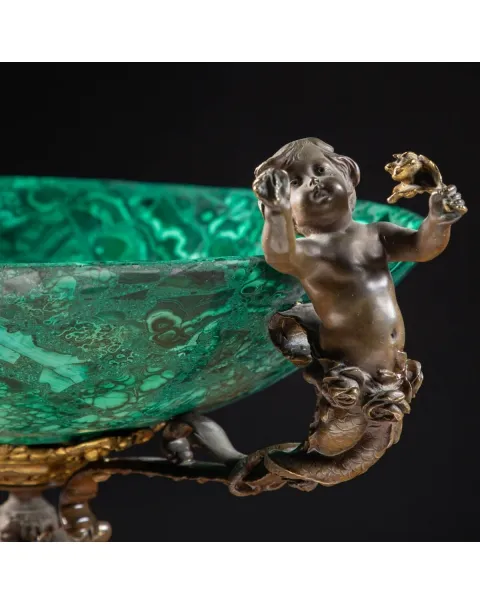 Vaso Antico in Malachite Stile Napoleone III