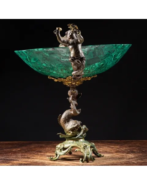 Vaso Antico in Malachite Stile Napoleone III