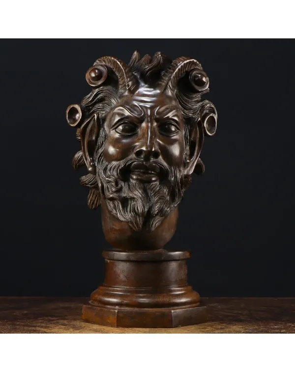 Scultura Volto Fauno Ebbro - Fonderia Chiurazzi