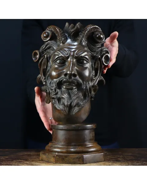 Scultura Volto Fauno Ebbro - Fonderia Chiurazzi