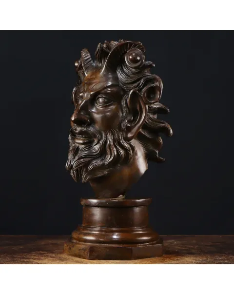 Scultura Volto Fauno Ebbro - Fonderia Chiurazzi