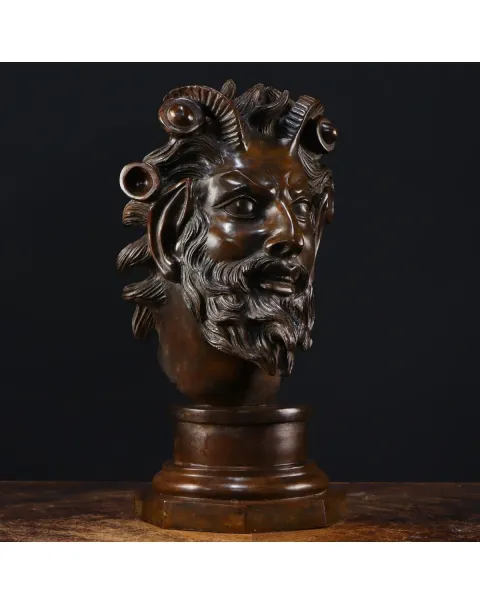 Scultura Volto Fauno Ebbro - Fonderia Chiurazzi