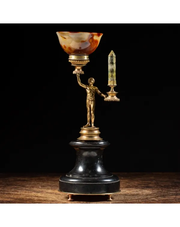 Scultura Adone con Agata e Quarzo Citrino