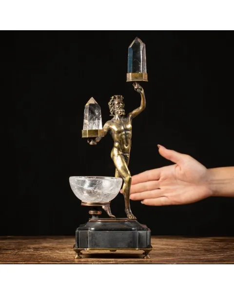 Scultura Fauno Danzante con Punte di Quarzo