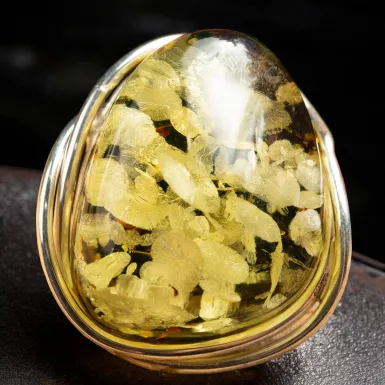 Anello in Argento con Ambra Verde del Baltico – ...