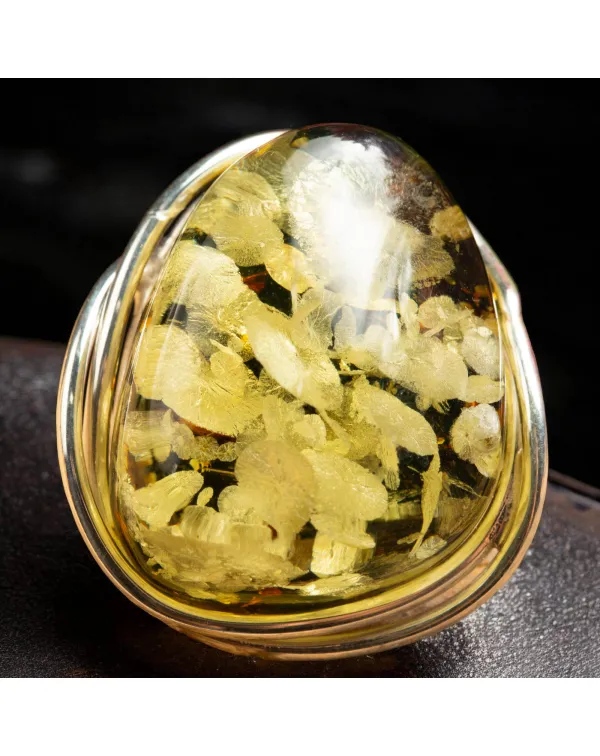 Anello in Argento con Ambra Verde del Baltico – ...