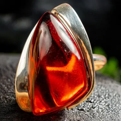 Anello in Argento con Ambra Cognac – Gioiello Se...