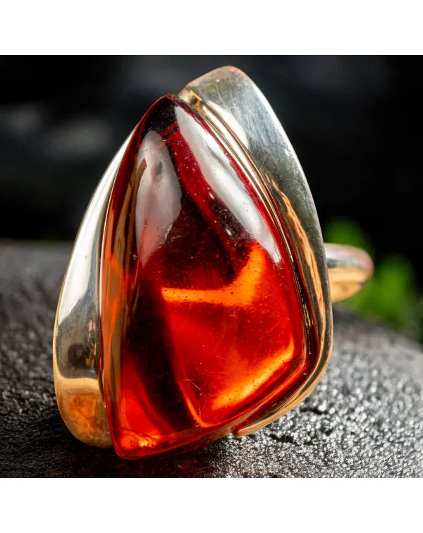 Anello in Argento con Ambra Cognac – Gioiello Se...