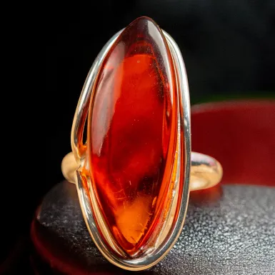 Anello in Argento con Ambra Cognac – Charme Natu...