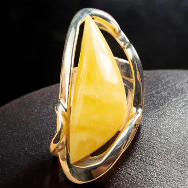 Anello in Argento con Ambra Fossile del Mar Baltic...
