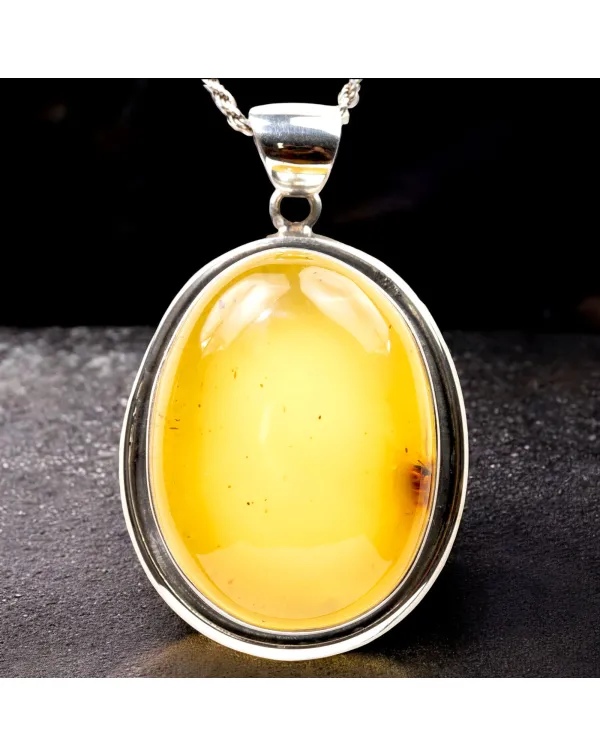 Ciondolo in Ambra Baltica Giallo Cristallino con I...