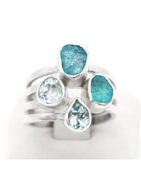 Anello con Acquamarina e Apatite Blue